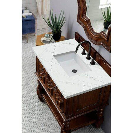 James Martin Vanities Castilian 36in Single Vanity, Aged Cognac w/ 3 CM Ethereal Noctis Quartz Top 160-V36-ACG-3ENC